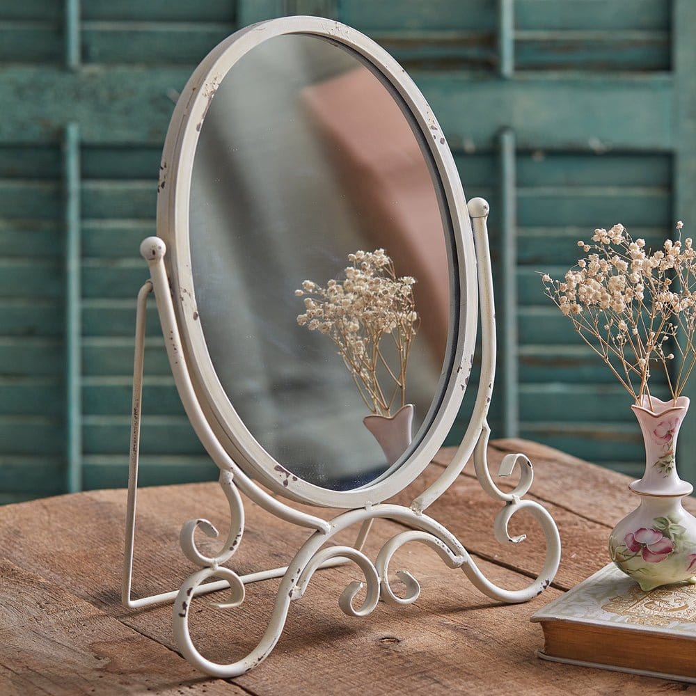 Painted Metal Kinsley Oval Tabletop Mirror-CTW Home-The Village Merchant