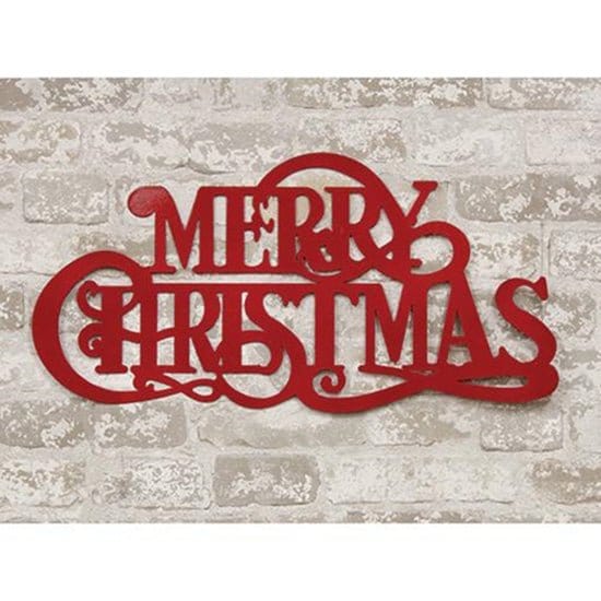 Painted Metal Merry Christmas Sign - Laser Cut Metal 24&quot; wide-Craft Wholesalers-The Village Merchant