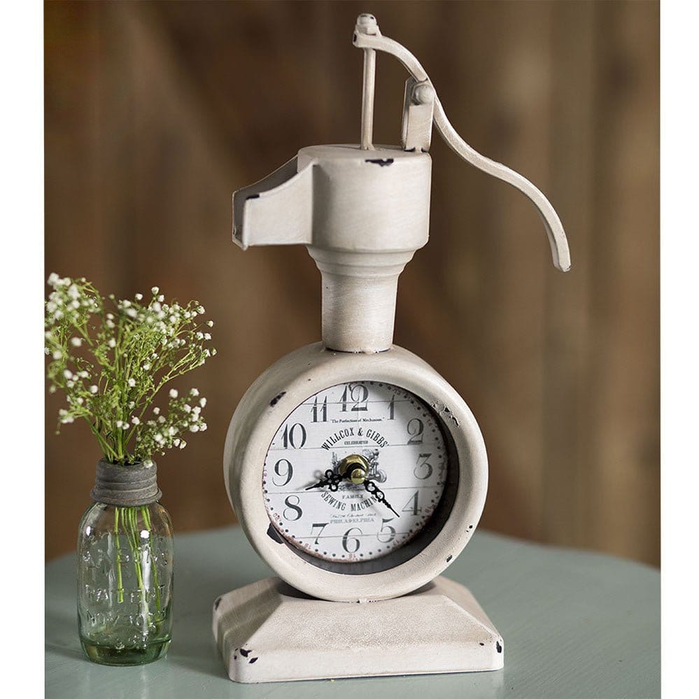 Painted Metal Water Pump Tabletop Clock-CTW Home-The Village Merchant
