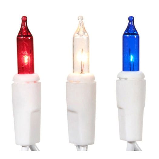 Patriotic Bulbs - White Cord 20 Count Set Light String / Set - Miniature Bulbs-Craft Wholesalers-The Village Merchant