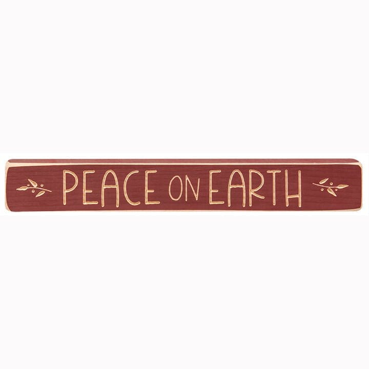 Peace on Earth Sign - Engraved Wood 12&quot; Long-Craft Wholesalers-The Village Merchant