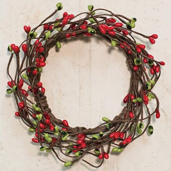 Pip Berry - Red &amp; Green Candle Ring / Wreath 3.5&quot; Inner Diameter-Craft Wholesalers-The Village Merchant