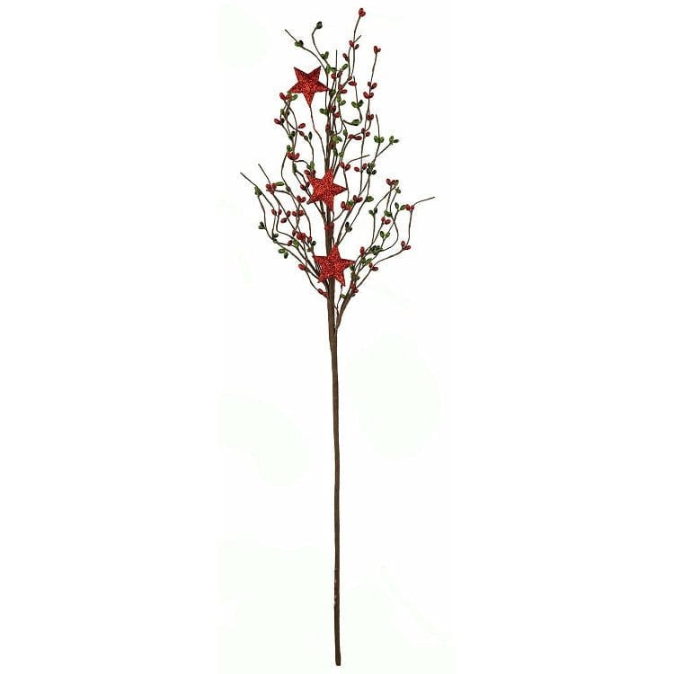 Pip Berry With Glitter Stars - Holiday Red & Green pick / Spray 24" High-Impressive Enterprises-The Village Merchant