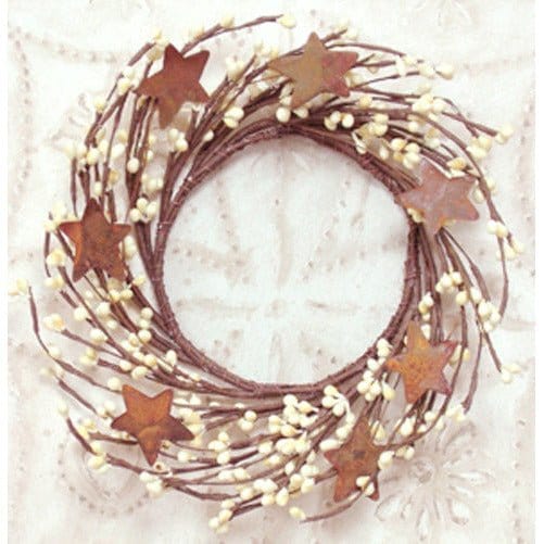 Pip Berry With Stars - Ivory Candle Ring / Wreath 4" Inner Diameter-Craft Wholesalers-The Village Merchant