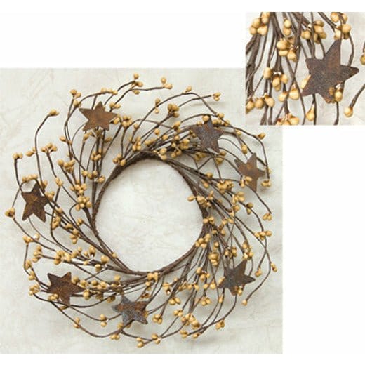 Pip Berry With Stars - Old Gold Candle Ring / Wreath 4&quot; Inner Diameter-Craft Wholesalers-The Village Merchant