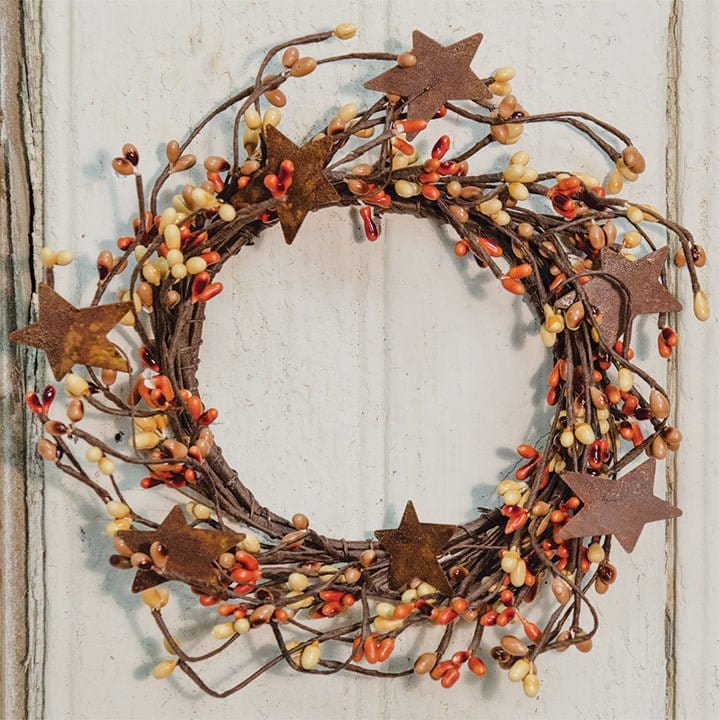 Pip Berry with Stars - Pumpkin Spice Candle Ring / Wreath 4&quot; Inner Diameter-Craft Wholesalers-The Village Merchant