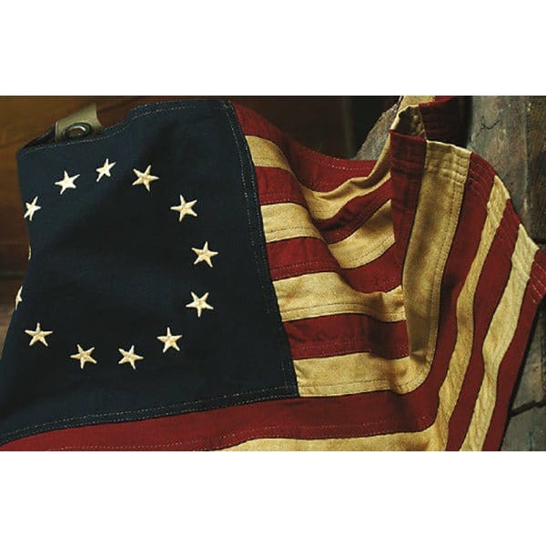 Primitive Tea Stained Cotton Betsy Ross Flag Small-Craft Wholesalers-The Village Merchant