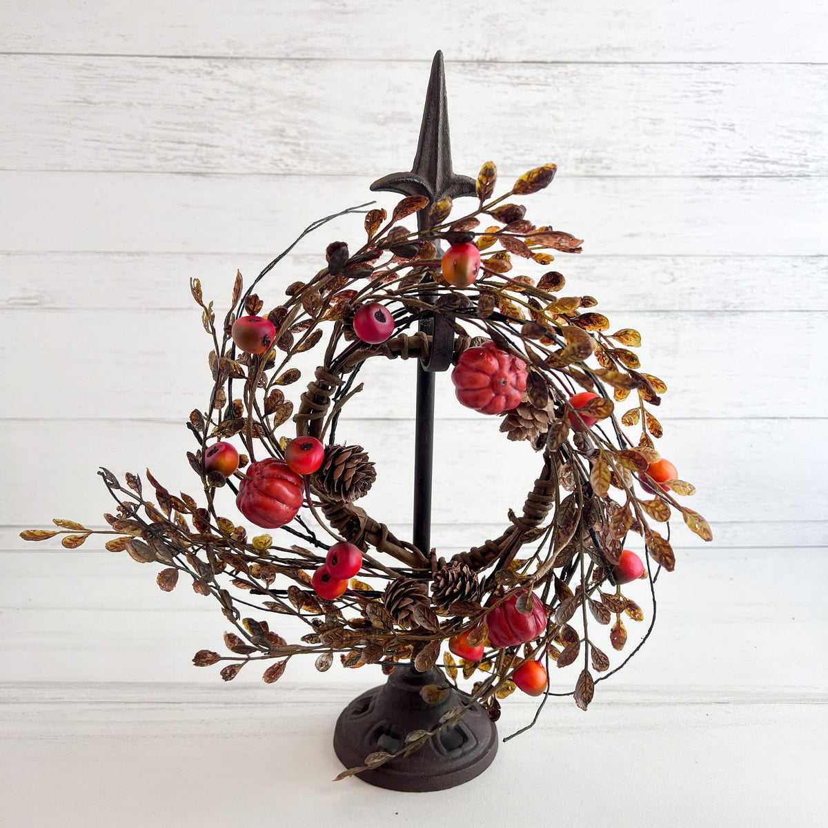 Pumpkin &amp; Berry Candle Ring / Wreath 4.5&quot; Inner Diameter