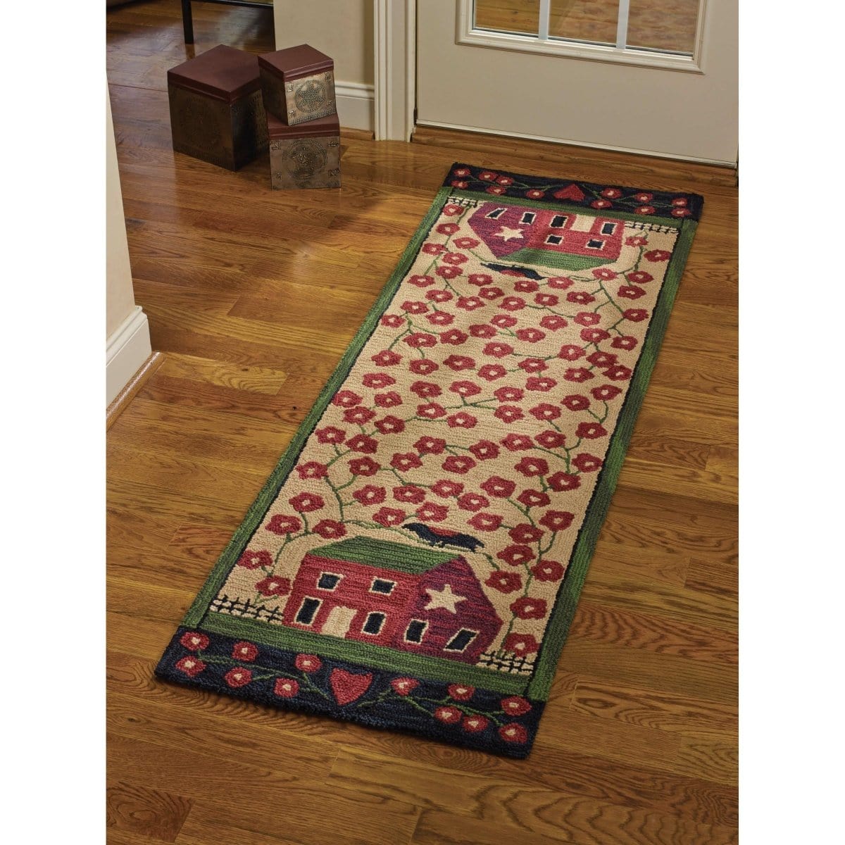 Red House Hooked Rug 24&quot; x 72&quot; Runner-Park Designs-The Village Merchant