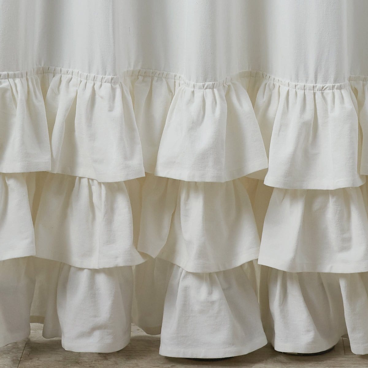 Ruffle in White Panel Pair With Tie Backs 84&quot; Long-Park Designs-The Village Merchant