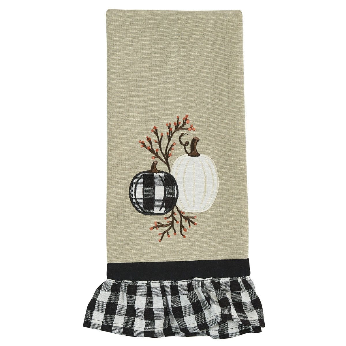 Ruffled Check &amp; Cream Pumpkin Decorative Towel-Park Designs-The Village Merchant