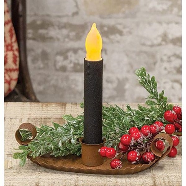 Rustic Black LED Battery Candle Light Taper 6&quot; High - Timer Feature-CWI Gifts-The Village Merchant