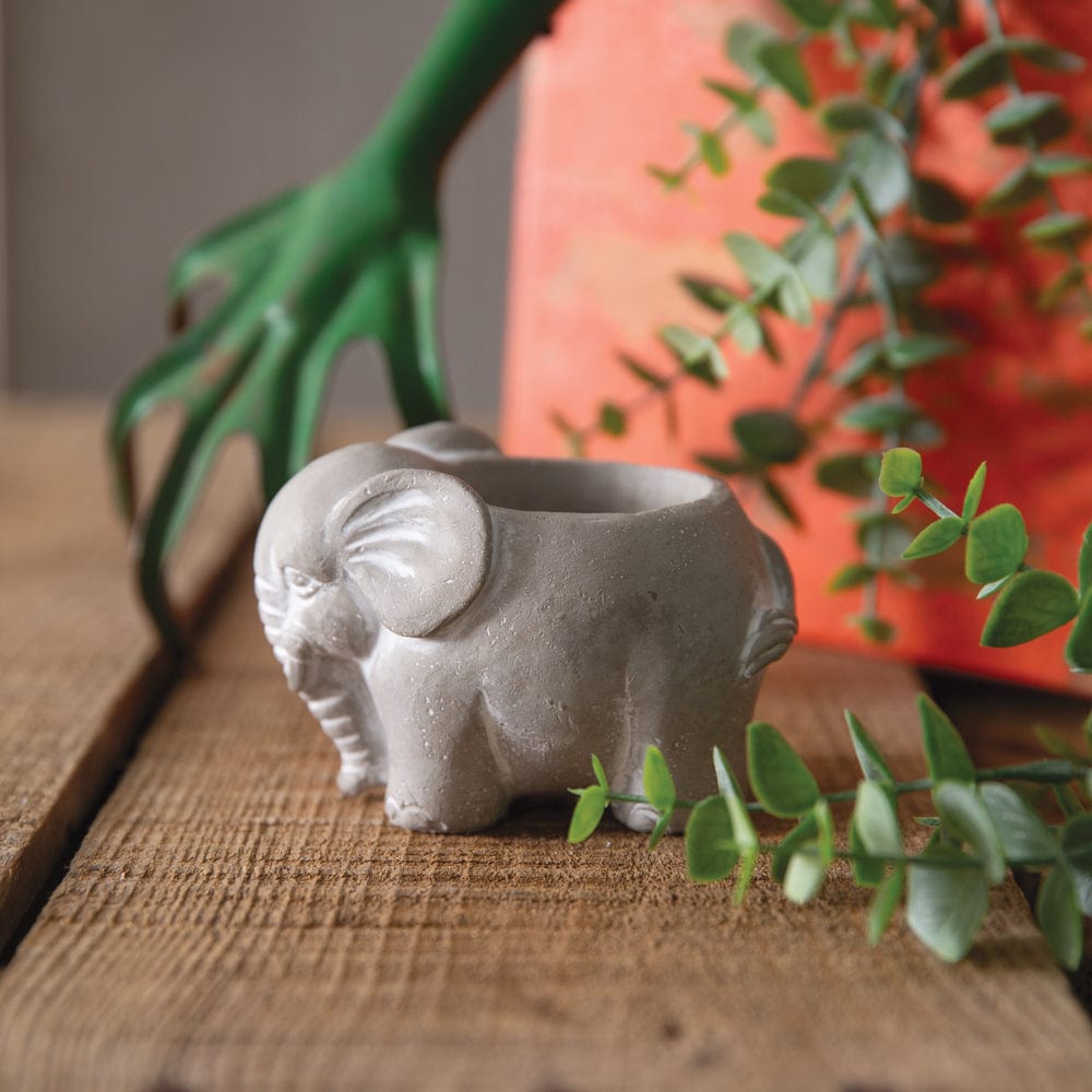 Small Cement Elephant Pot Planter