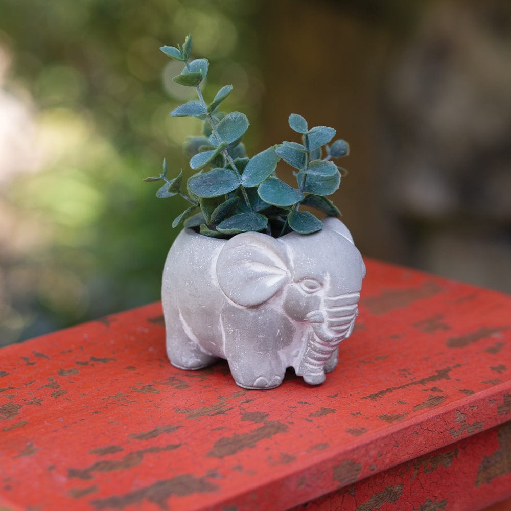 Small Cement Elephant Pot Planter