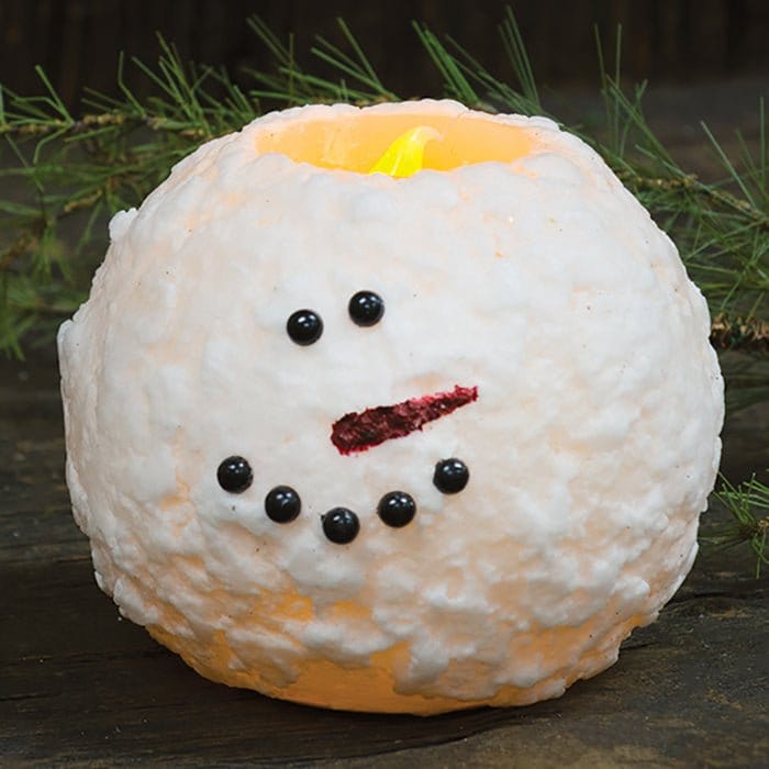 Snowman Head LED Battery Candle Light 4&quot; Diameter-Craft Wholesalers-The Village Merchant