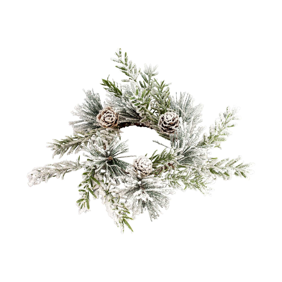 Snowy Pine Candle / Napkin Ring 2.5&quot; Diameter