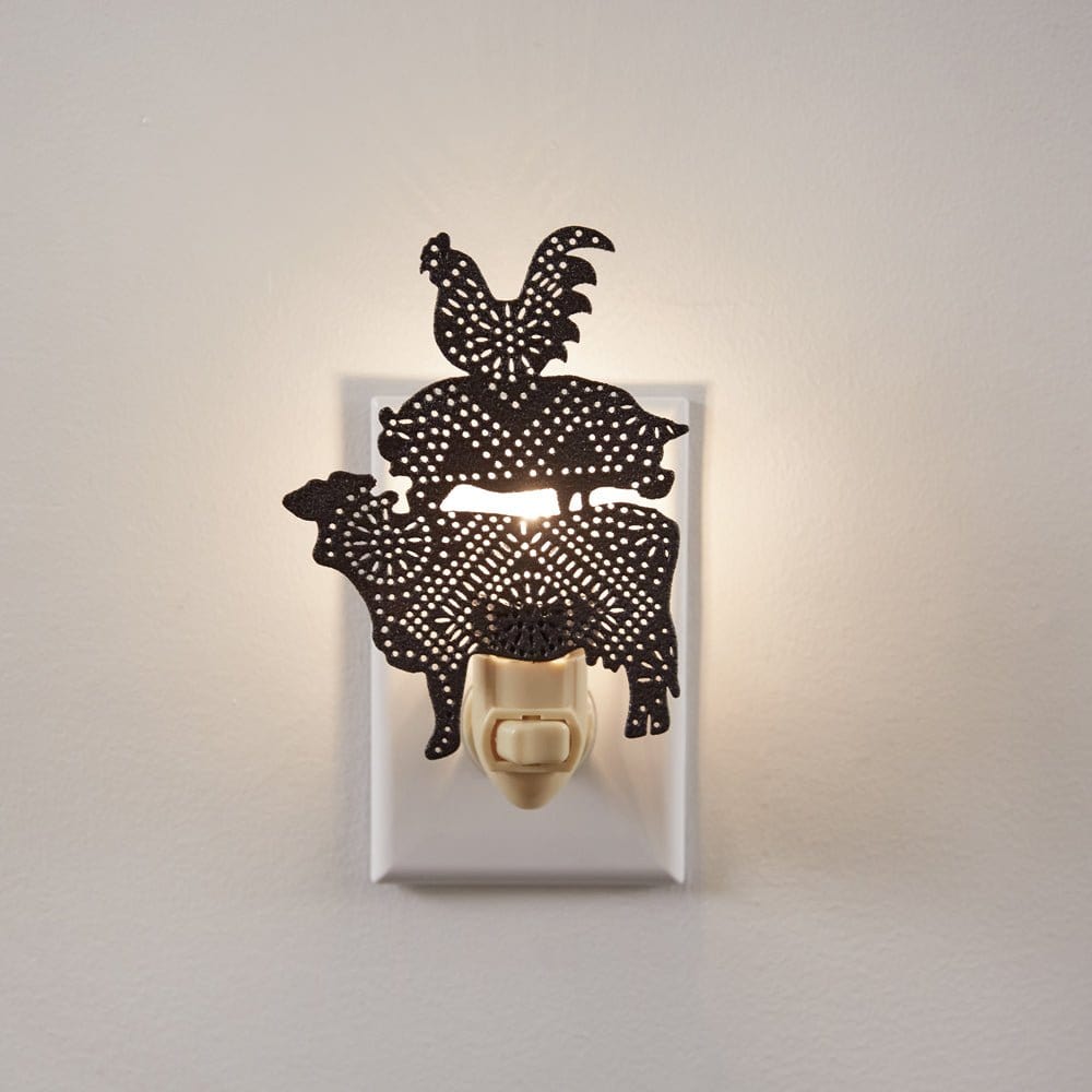 Stacked Farm Animals Punched Tin Night Light-CTW Home-The Village Merchant