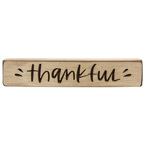 Thankful Engraved Wood Sign 9&quot; Long