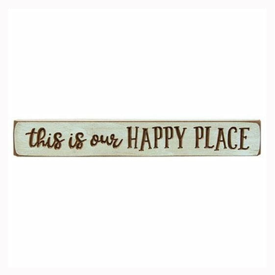 This Is Our Happy Place Sign - Engraved Wood 12&quot; Long-Craft Wholesalers-The Village Merchant
