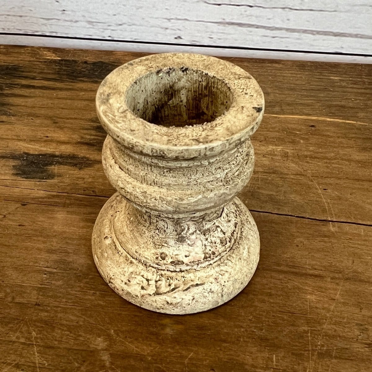 Turned Wood Candle Holder Cup in Antique White For Taper Candles-Craft Wholesalers-The Village Merchant