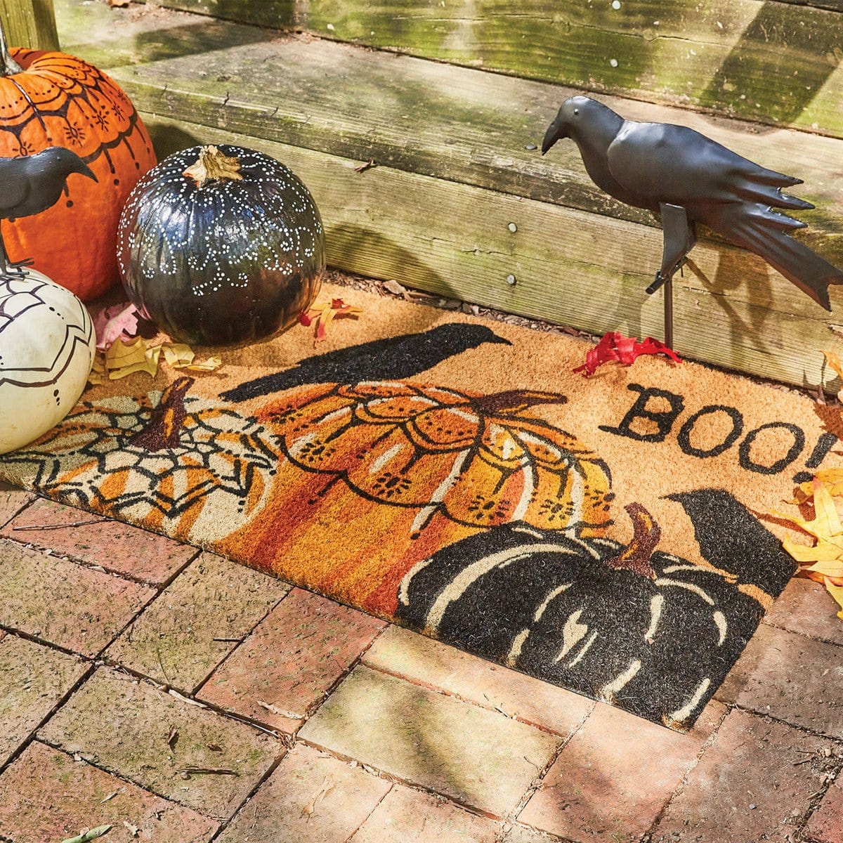 Two Crows and Pumpkins Doormat-Park Designs-The Village Merchant