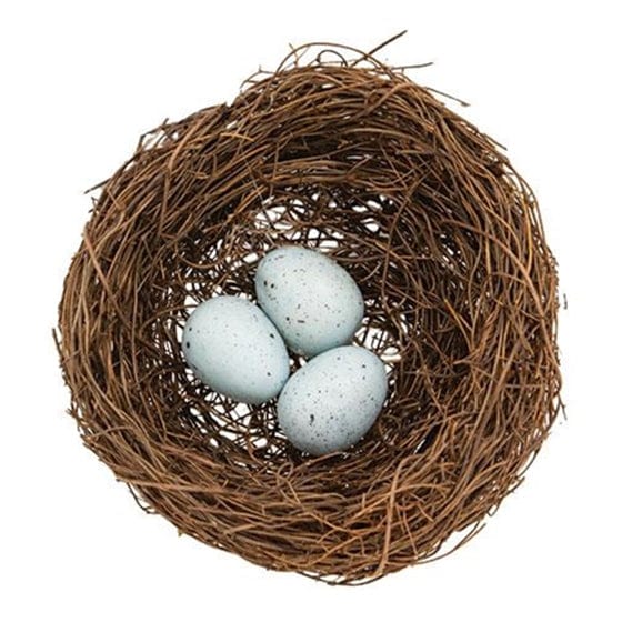 Vine Robin&#39;s Nest W/ Blue Eggs Bird Nest 4&quot; Diameter-Craft Wholesalers-The Village Merchant