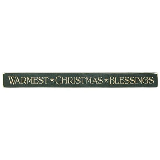 Warmest Christmas Blessings Sign - Engraved Wood 18&quot; Long-Craft Wholesalers-The Village Merchant