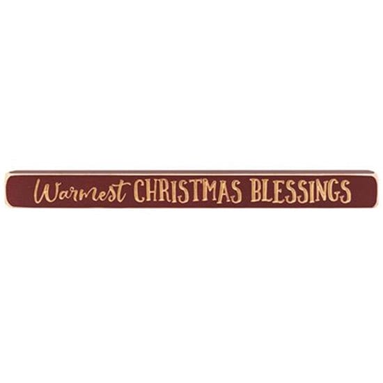 Warmest Christmas Blessings Sign - Engraved Wood 18&quot; Long-Craft Wholesalers-The Village Merchant