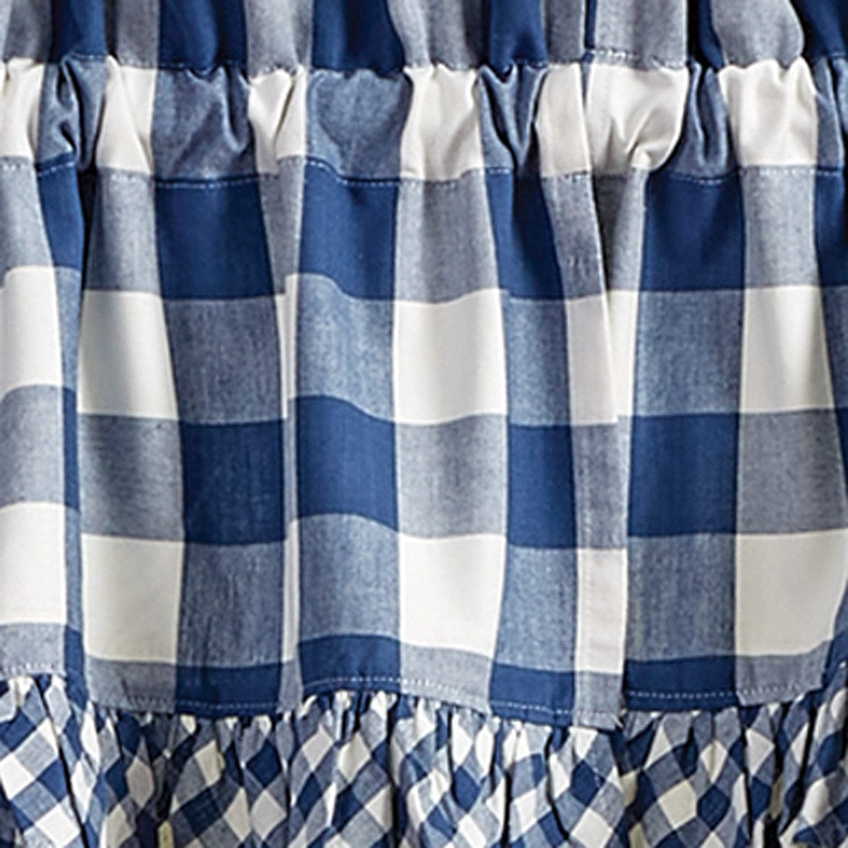 Wicklow Check in China Blue Ruffled Swag Pair 36&quot; Long Unlined-Park Designs-The Village Merchant