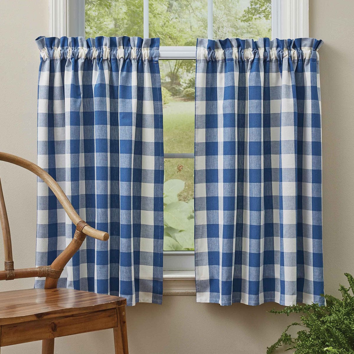 Wicklow Check in China Blue Tier Pair 36" Long Unlined-Park Designs-The Village Merchant