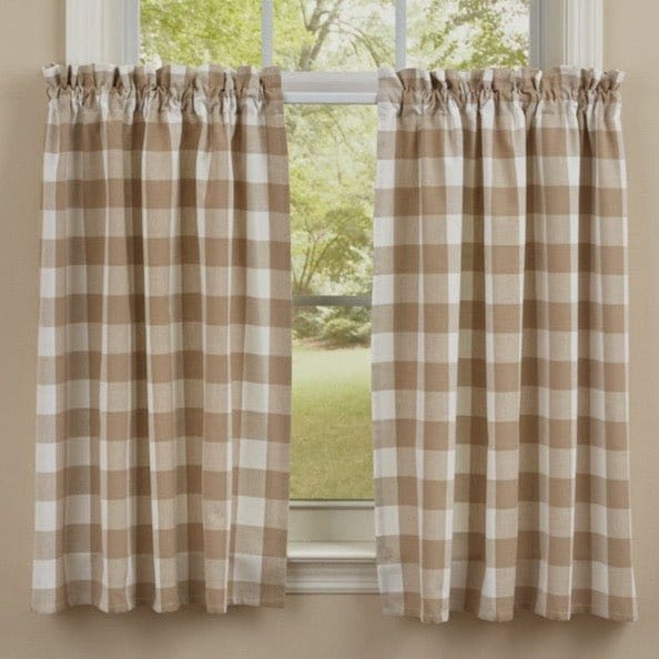 Wicklow Check in Natural Tier Pair 36" Long Unlined-Park Designs-The Village Merchant