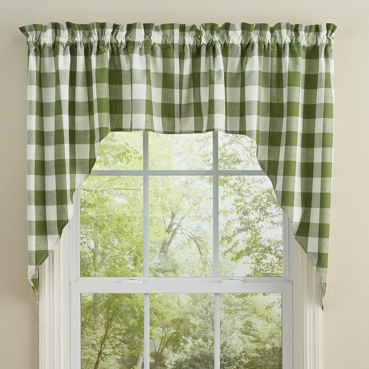 Wicklow Check in Sage Green Swag Pair 36&quot; Long Unlined-Park Designs-The Village Merchant