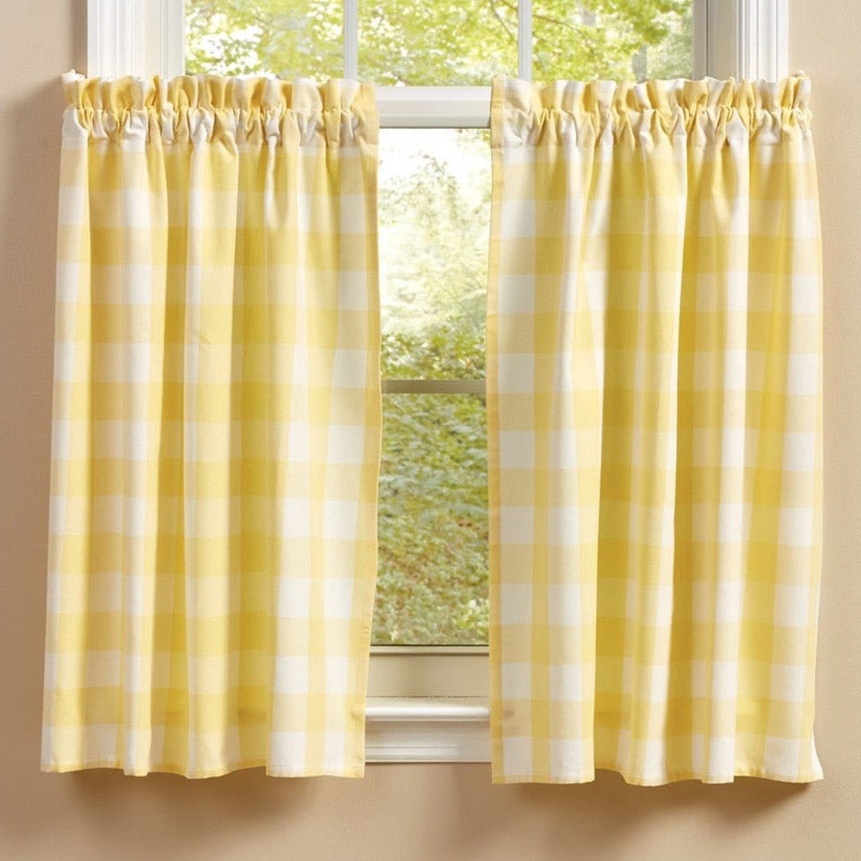 Wicklow Check in Yellow Tier Pair 36" Long Unlined-Park Designs-The Village Merchant