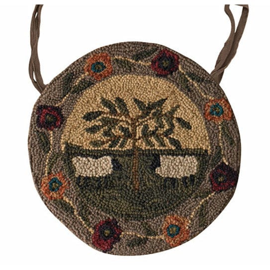 Willow & Sheep Hooked Chair Pad 14.5" Diameter Round-Park Designs-The Village Merchant