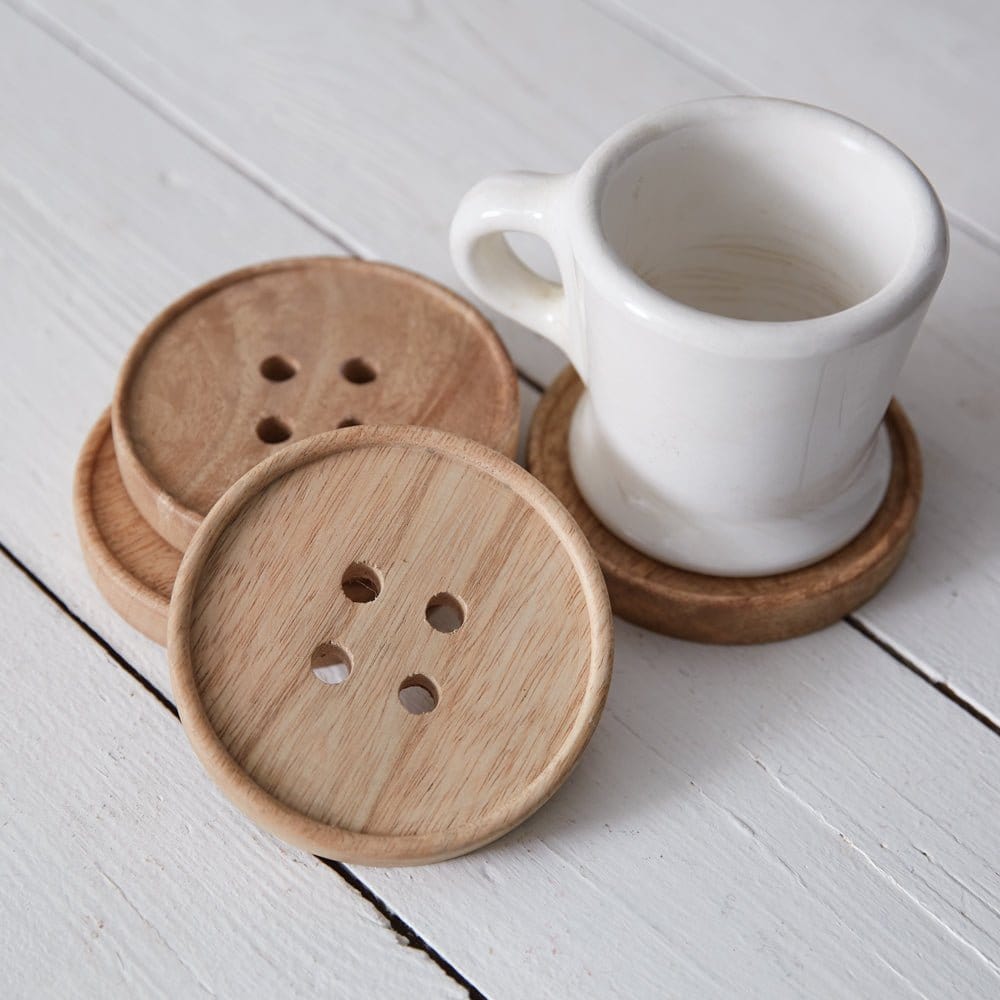 Wooden Button Coaster Set of 4-CTW Home-The Village Merchant