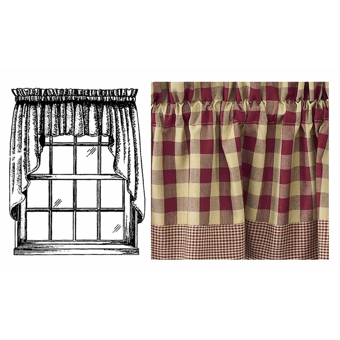 York In Wine Swag Pair 36" Long Unlined-Park Designs-The Village Merchant