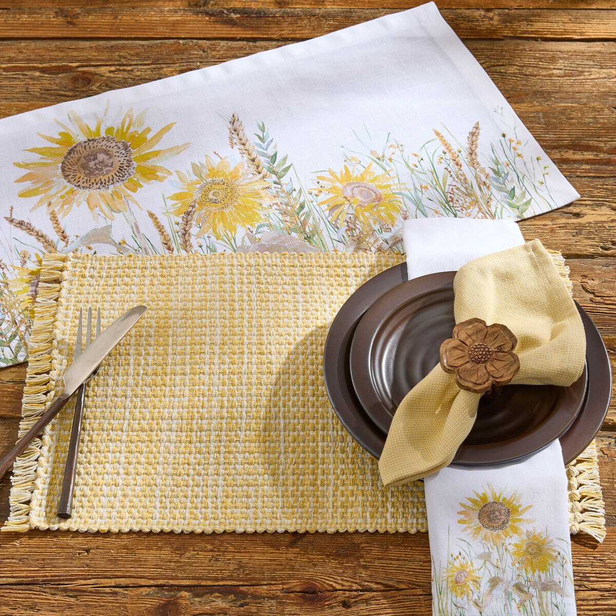 Basketweave Goldenrod Placemat Set of 2