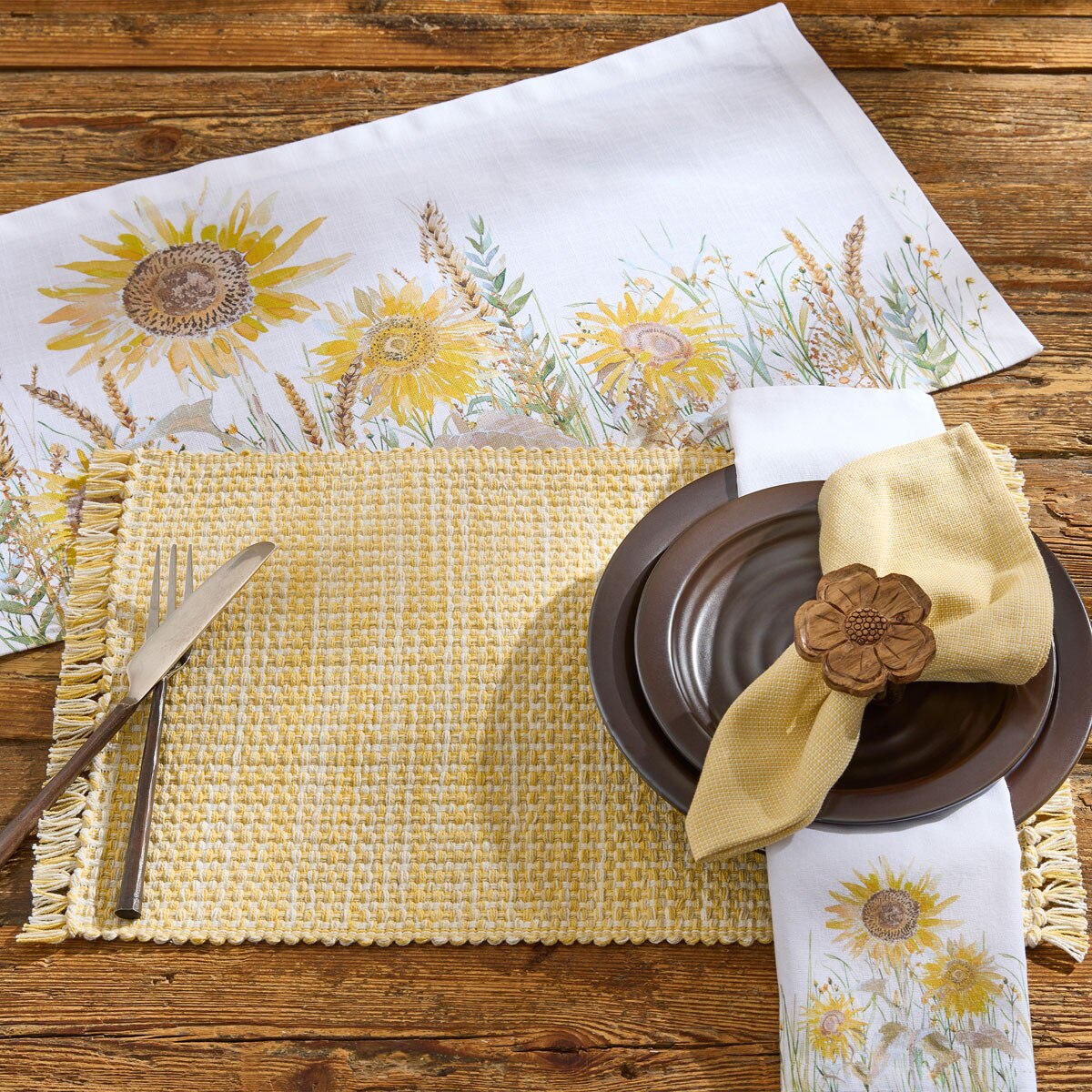 Basketweave Goldenrod Napkin Set of 2