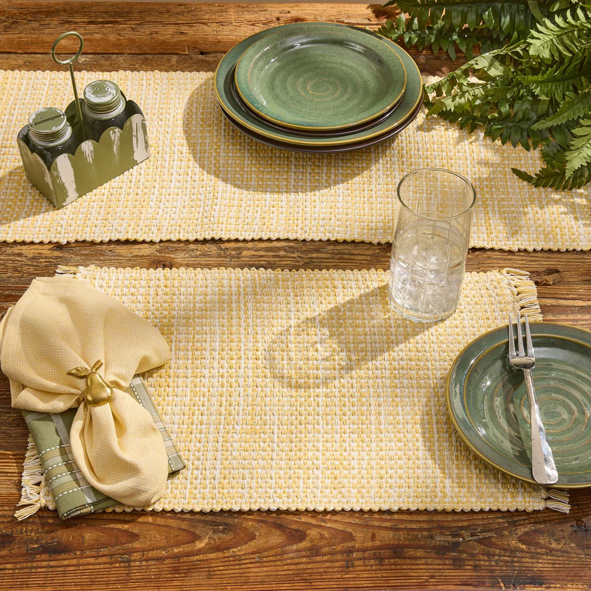 Basketweave Goldenrod Table Runner 36" Long