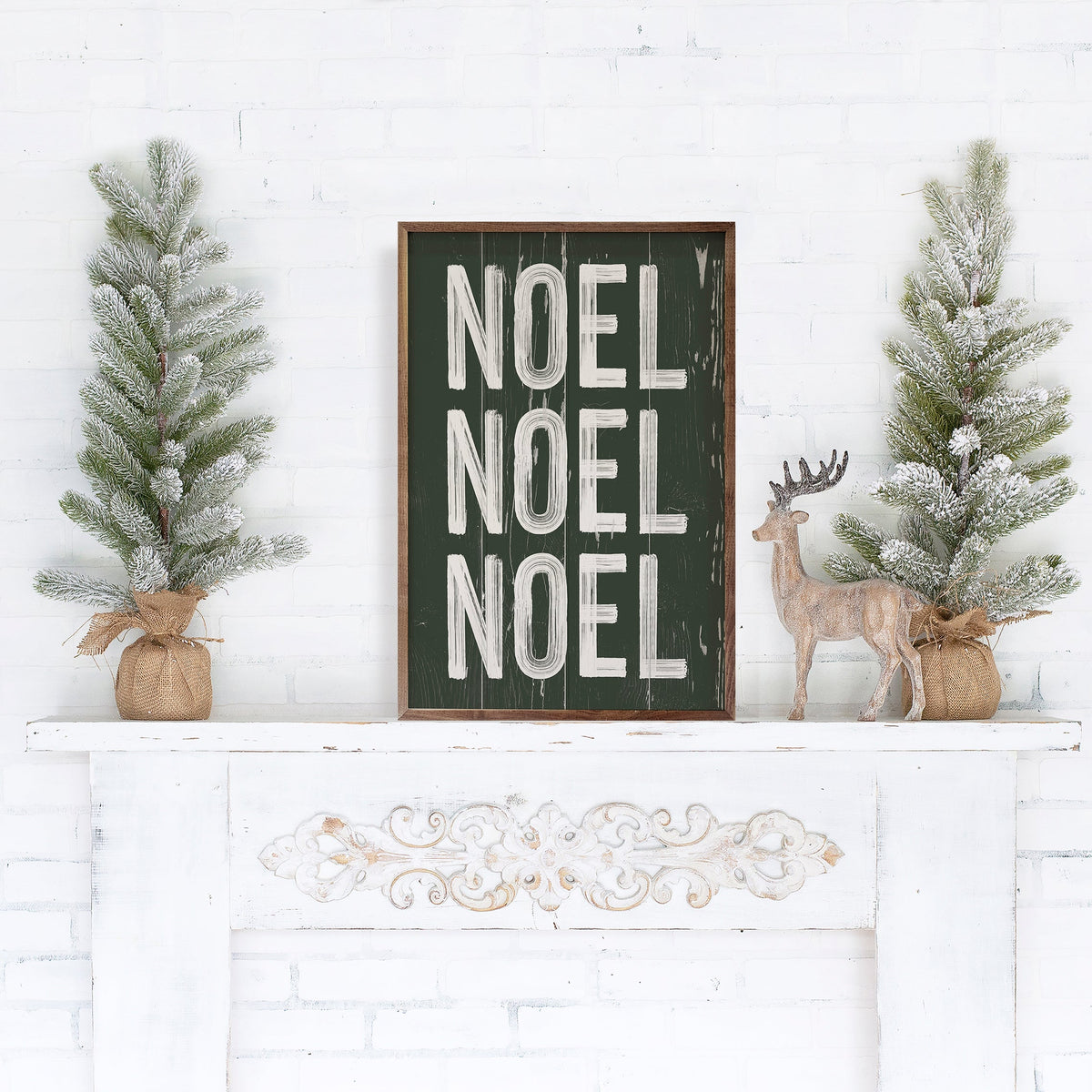 Noel Repeat On Green Printed and Framed Wall Sign
