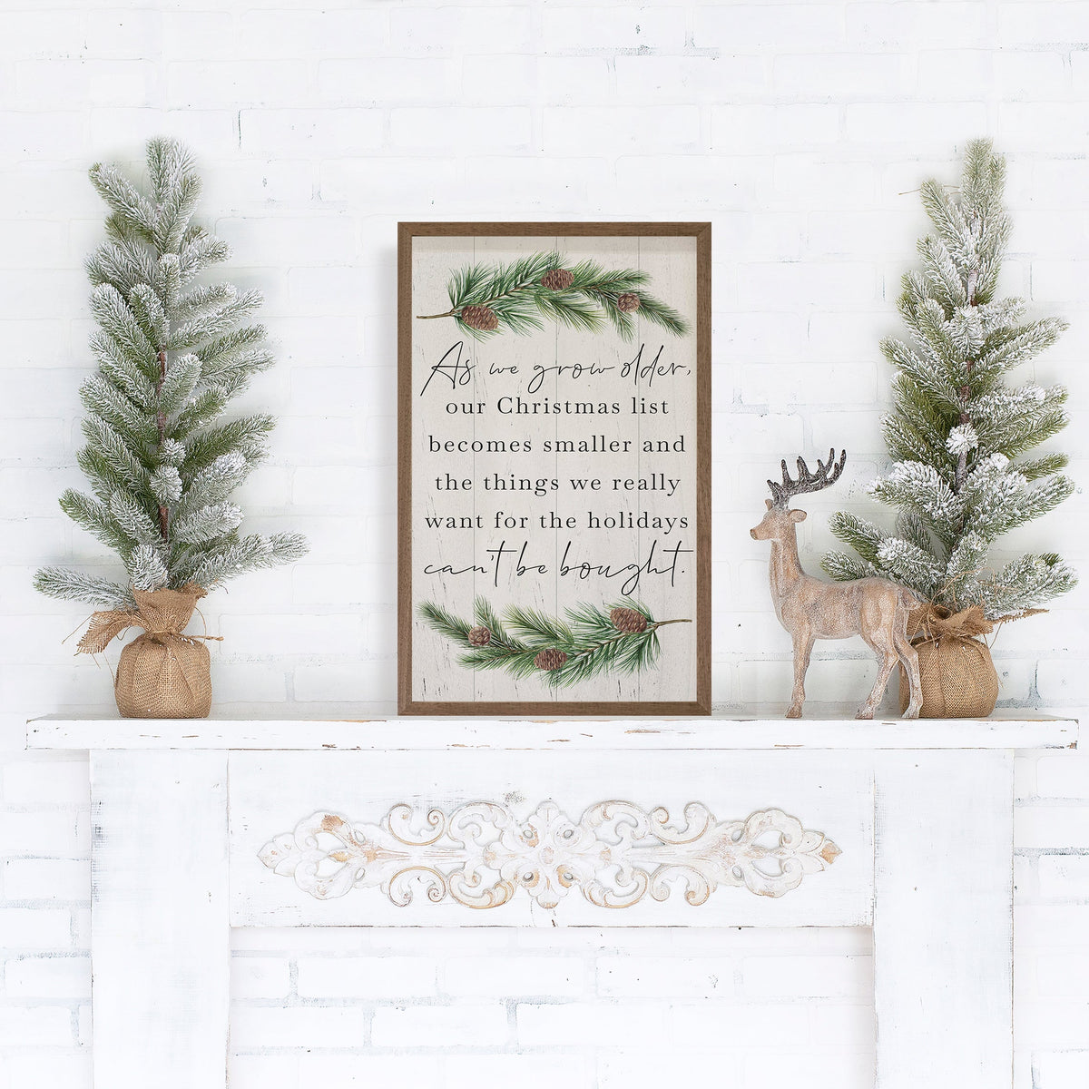 As We Grow Older Greenery Whitewash Printed and Framed Wall Sign