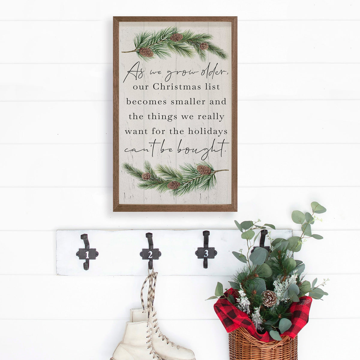 As We Grow Older Greenery Whitewash Printed and Framed Wall Sign