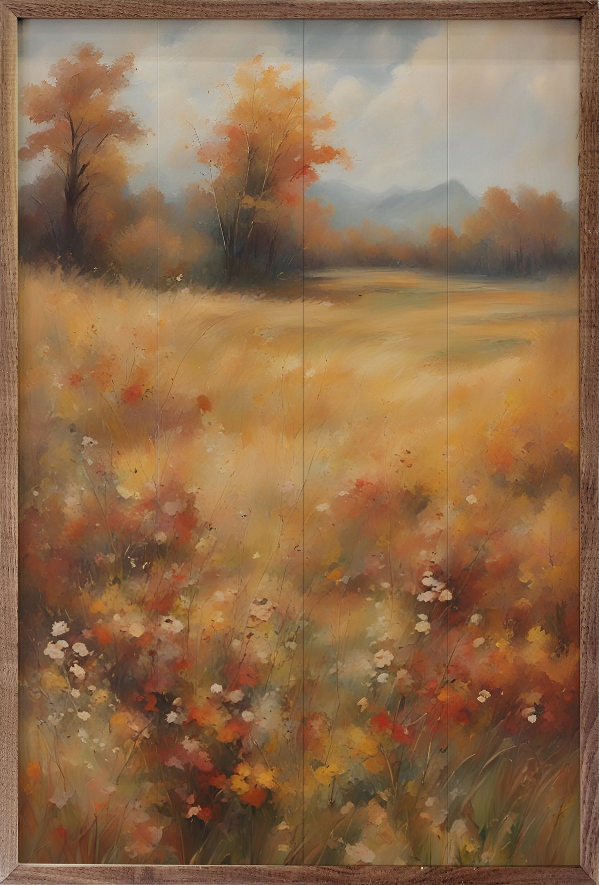 Autumn Field With Trees Printed and Framed Wall Sign