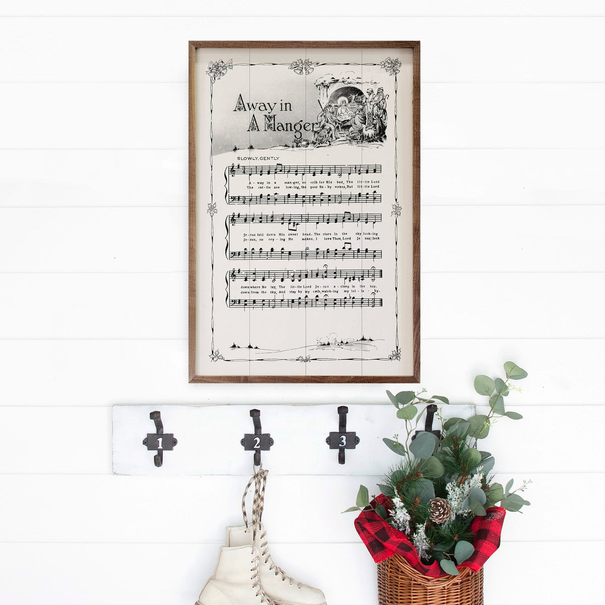 Away In A Manger Sheet Music Printed and Framed Wall Sign