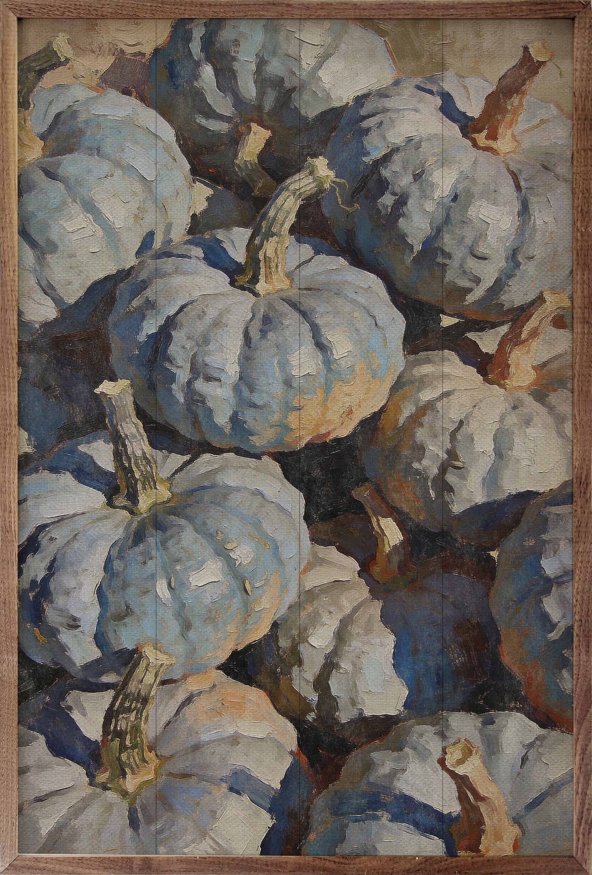 Blue Heirloom Pumpkin Cluster Printed and Framed Wall Sign