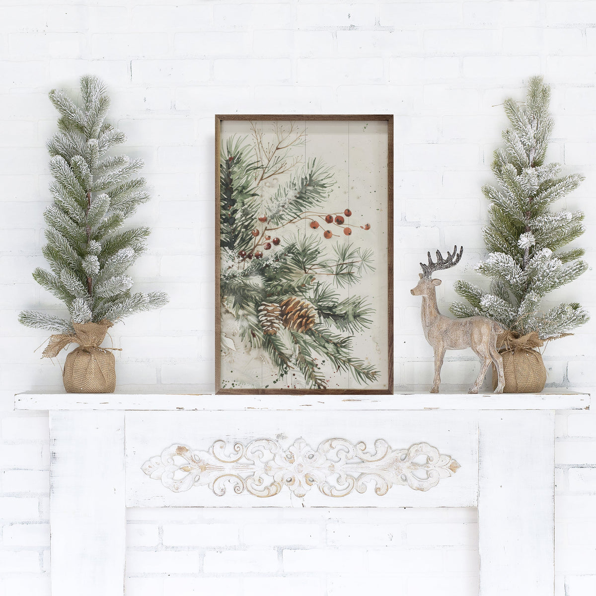Branches Of Christmas By Petals Prints Design Printed and Framed Wall Sign