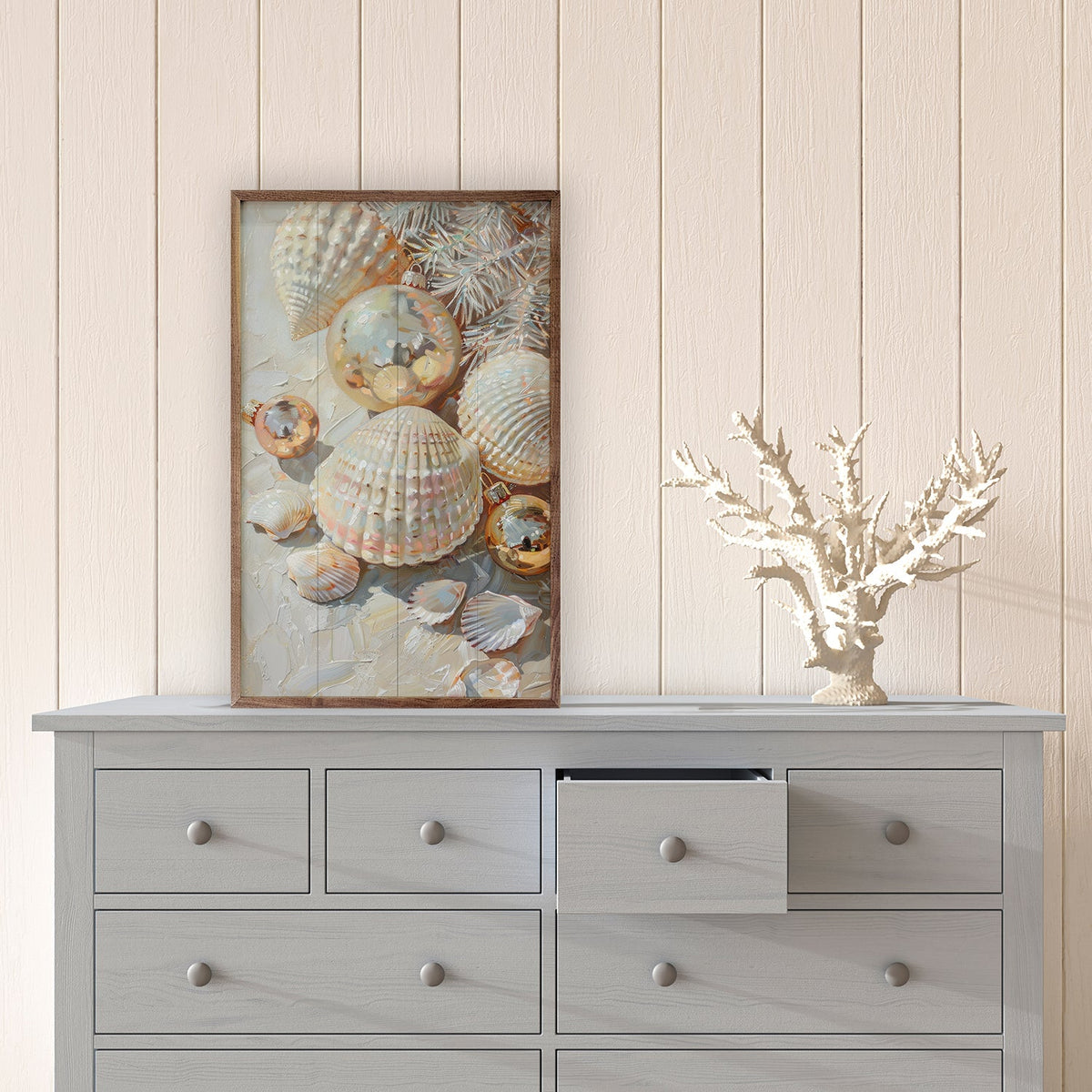 Christmas Shells I By Petals Prints Design Printed and Framed Wall Sign