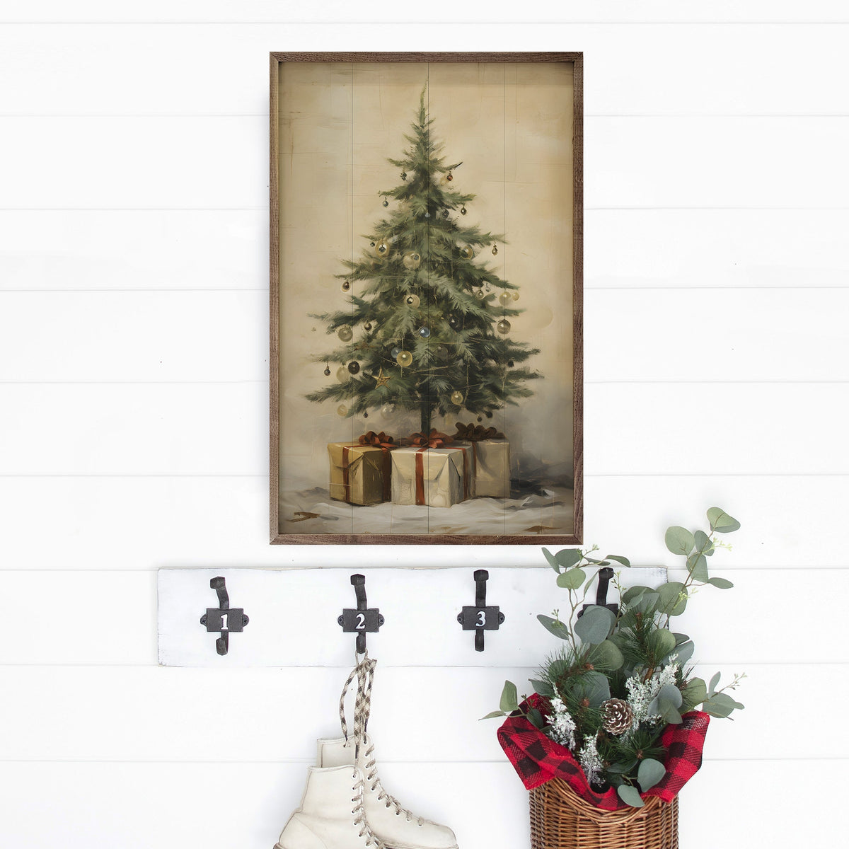 Christmas Tree With Presents II By Petals Prints Designs Printed and Framed Wall Sign