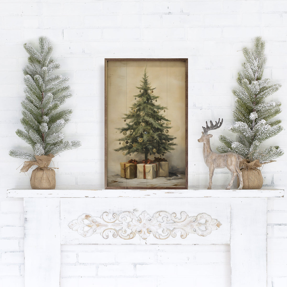 Christmas Tree With Presents II By Petals Prints Designs Printed and Framed Wall Sign