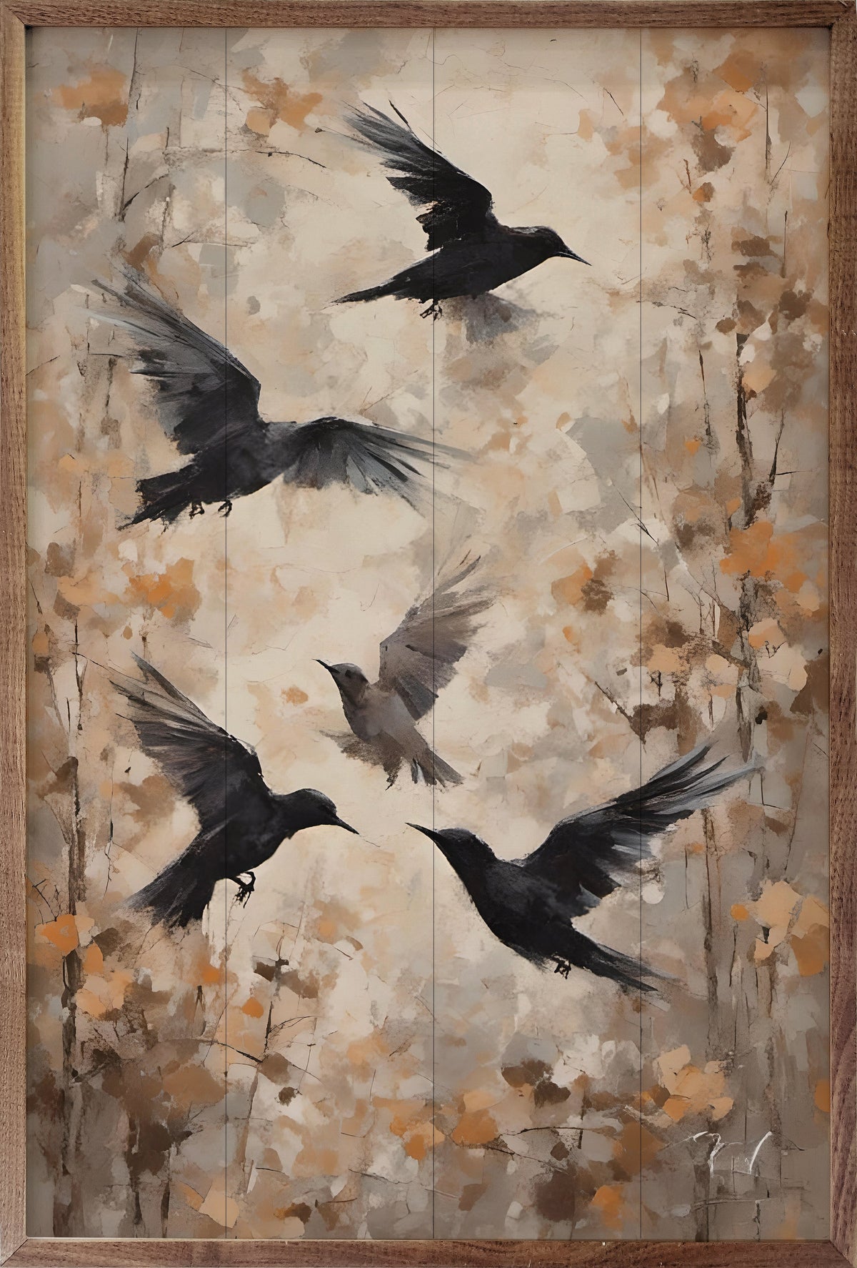 Crows Printed and Framed Wall Sign